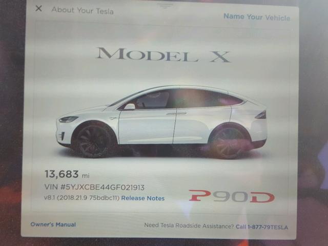 5YJXCBE44GF021913 - 2016 TESLA MODEL X WHITE photo 8