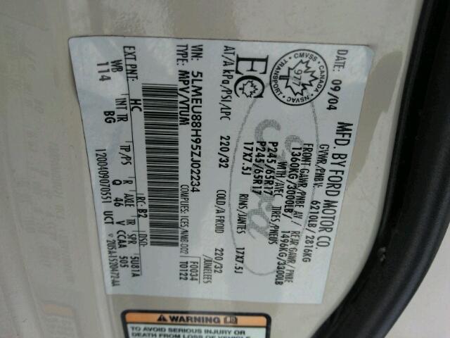 5LMEU88H95ZJ02234 - 2005 LINCOLN AVIATOR CREAM photo 9