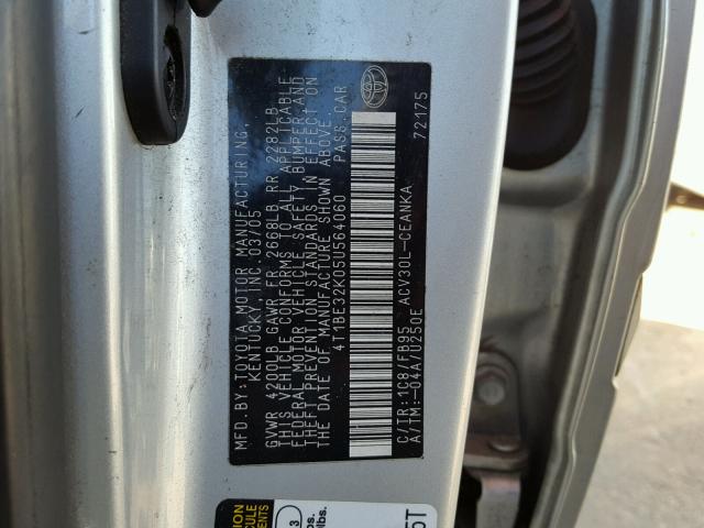 4T1BE32K05U564060 - 2005 TOYOTA CAMRY LE SILVER photo 10