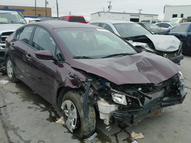 3KPFK4A75HE014793 - 2017 KIA FORTE LX MAROON photo 1