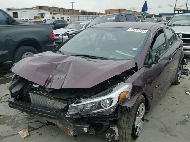 3KPFK4A75HE014793 - 2017 KIA FORTE LX MAROON photo 2