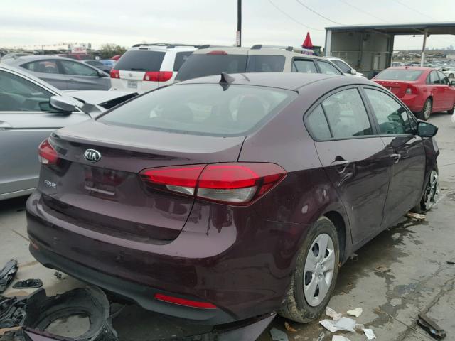 3KPFK4A75HE014793 - 2017 KIA FORTE LX MAROON photo 4