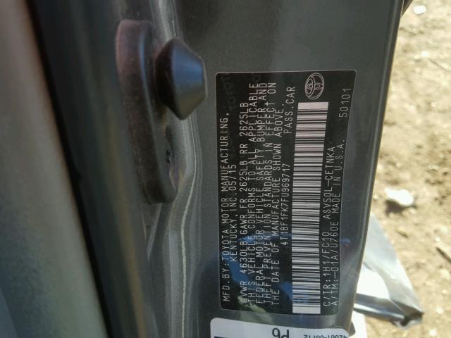 4T1BF1FK7FU969717 - 2015 TOYOTA CAMRY LE 灰色 照片 10