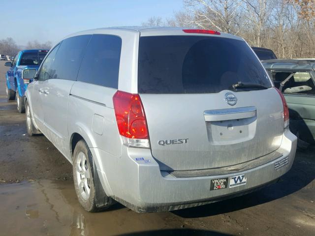 5N1BV28U18N116525 - 2008 NISSAN QUEST S SILVER photo 3