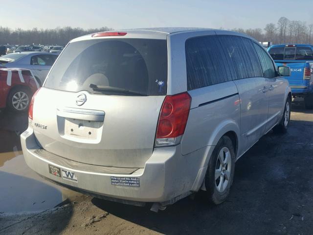 5N1BV28U18N116525 - 2008 NISSAN QUEST S SILVER photo 4