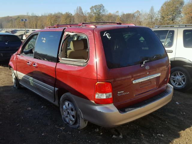 KNDUP131X46600521 - 2004 KIA SEDONA EX RED photo 3