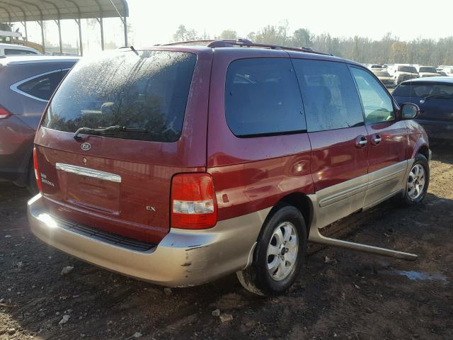 KNDUP131X46600521 - 2004 KIA SEDONA EX RED photo 4