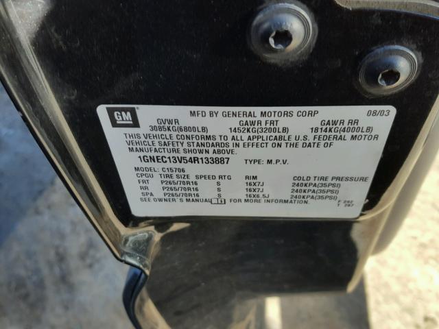 1GNEC13V54R133887 - 2004 CHEVROLET TAHOE C150 GRAY photo 10