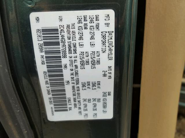 2C4GJ44G8YR728998 - 2000 CHRYSLER GRAND VOYA 绿色 照片 10