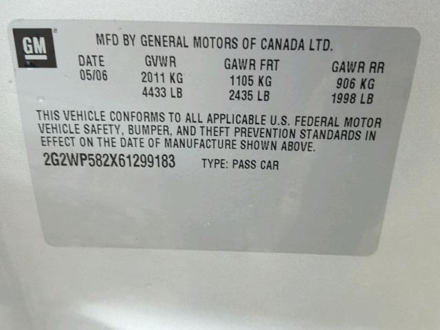 2G2WP582X61299183 - 2006 PONTIAC GRAND PRIX Күміс фото 10