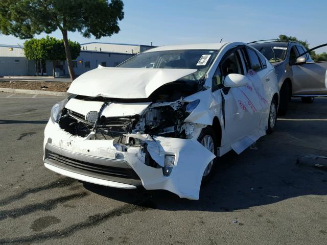 JTDKN3DP2D3043522 - 2013 TOYOTA PRIUS PLUG WHITE photo 2