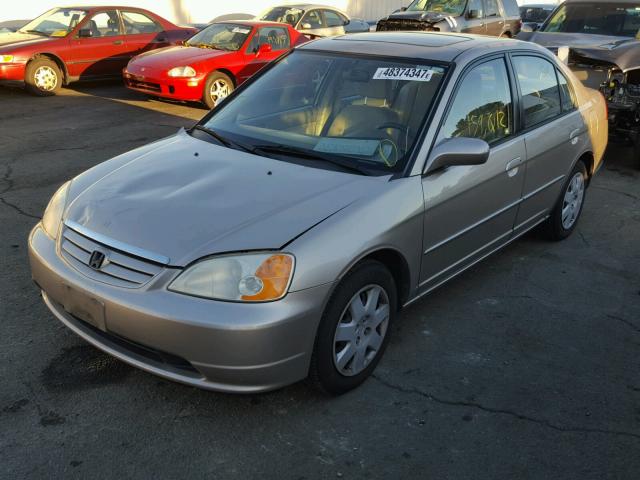 JHMES26772S002379 - 2002 HONDA CIVIC EX BEIGE photo 2