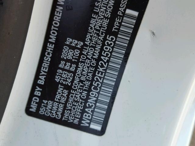 WBA3N9C52EK245935 - 2014 BMW 428 XI WHITE photo 10