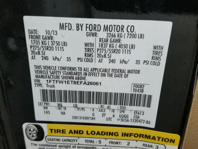 1FTFW1ET8EFA26061 - 2014 FORD F150 SUPER GREEN photo 10