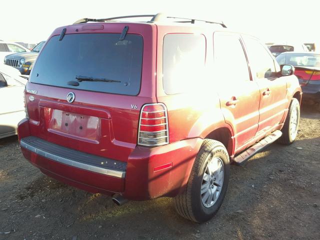 4M2YU56196KJ14395 - 2006 MERCURY MARINER RED photo 4