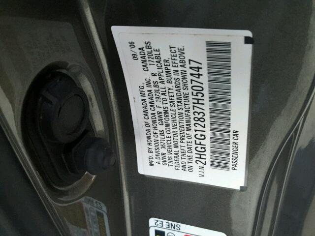 2HGFG12837H507447 - 2007 HONDA CIVIC EX Bej foto 10