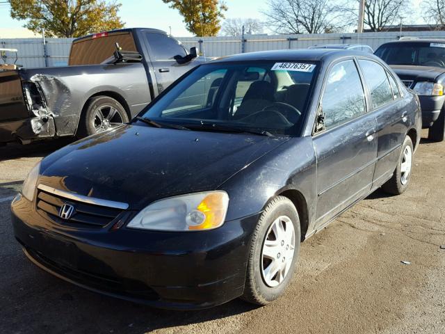 1HGES15672L044969 - 2002 HONDA CIVIC LX BLACK photo 2