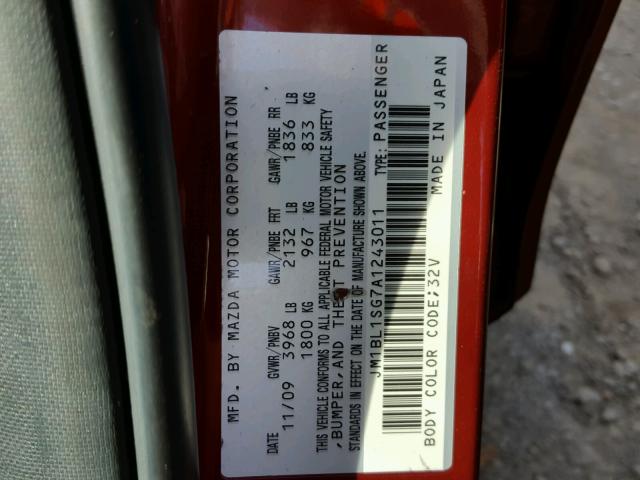 JM1BL1SG7A1243011 - 2010 MAZDA 3 I RED photo 10