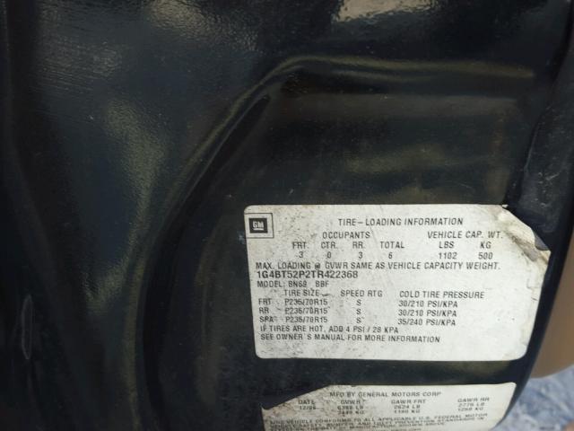 1G4BT52P2TR422368 - 1996 BUICK ROADMASTER BLACK photo 10