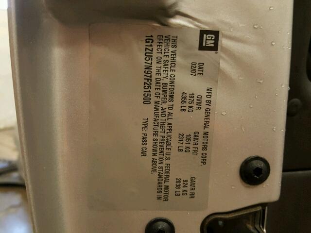 1G1ZU57N97F251500 - 2007 CHEVROLET MALIBU LTZ 银色 照片 10