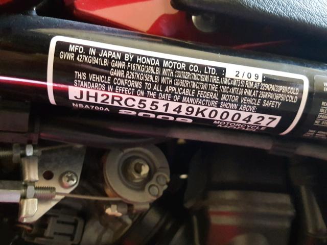 JH2RC55149K000427 - 2009 HONDA NSA700 A RED photo 10