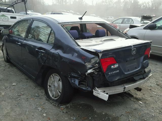 JHMFA36208S010589 - 2008 HONDA CIVIC HYBR BLUE photo 3