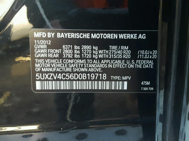 5UXZV4C56D0B19718 - 2013 BMW X5 XDRIVE3 BLACK photo 10