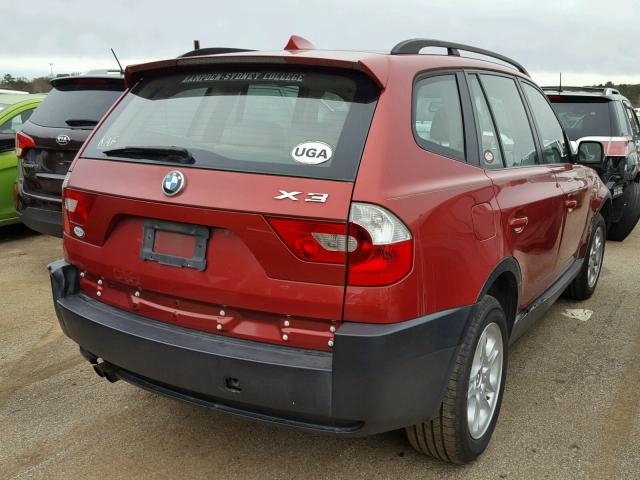 WBXPA73494WC38277 - 2004 BMW X3 2.5I RED photo 4