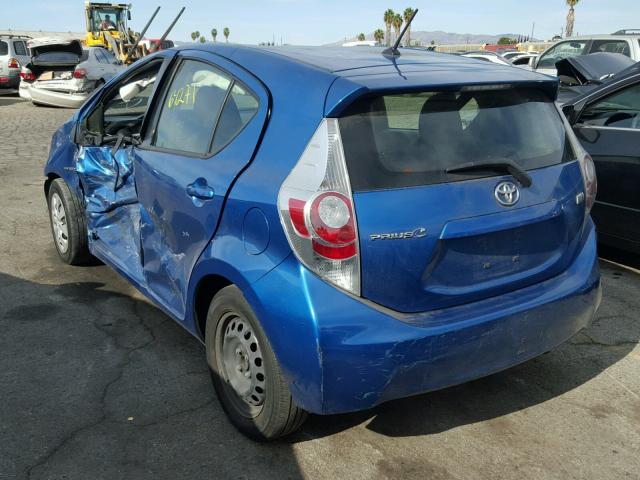 JTDKDTB39D1053253 - 2013 TOYOTA PRIUS C BLUE photo 3