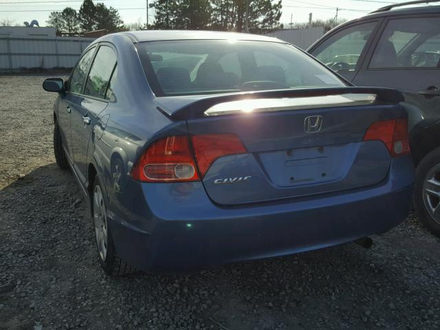 1HGFA16558L062389 - 2008 HONDA CIVIC LX BLUE photo 3