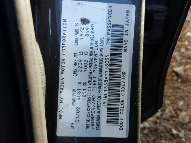 JM1BL1S58A1138055 - 2010 MAZDA 3 S GRAY photo 10