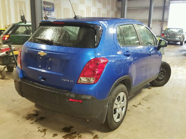 KL7CJKSB7GB546827 - 2016 CHEVROLET TRAX LS BLUE photo 4