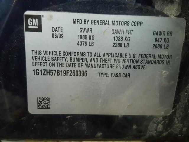 1G1ZH57B19F260396 - 2009 CHEVROLET MALIBU 1LT 蓝色 照片 10