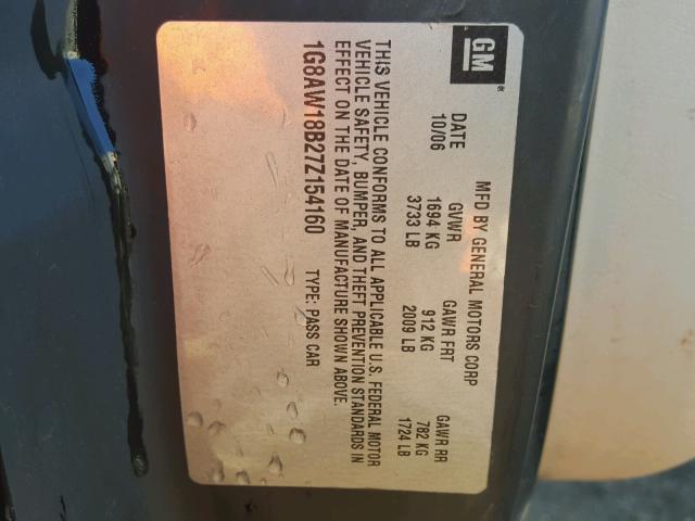 1G8AW18B27Z154160 - 2007 SATURN ION LEVEL BLACK photo 10