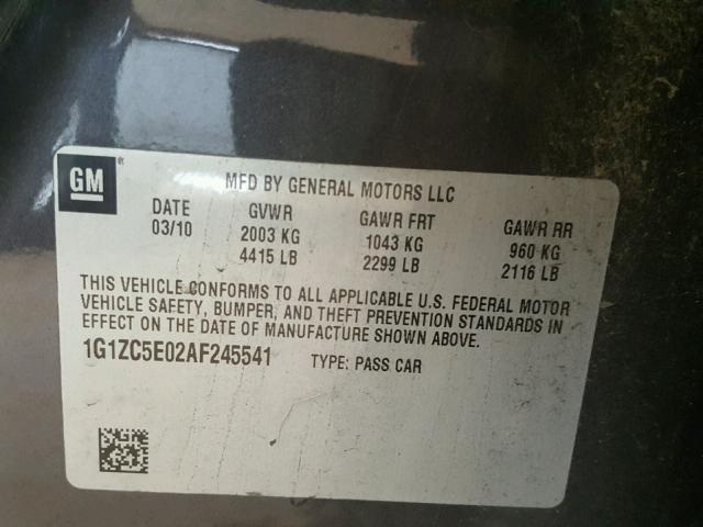 1G1ZC5E02AF245541 - 2010 CHEVROLET MALIBU 1LT GRAY photo 10