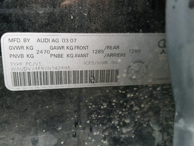 WAUDV74F97N142495 - 2007 AUDI A6 4.2 QUA BLACK photo 10