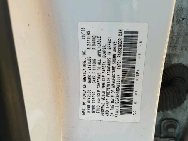 1HGCR3F99GA006069 - 2016 HONDA ACCORD TOU WHITE photo 10