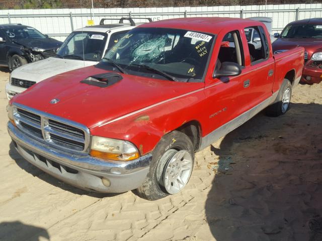 1B7HL2ANX1S318892 - 2001 DODGE DAKOTA QUA RED photo 2