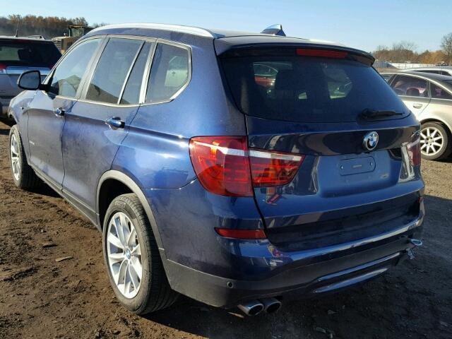 5UXWX9C50F0D51132 - 2015 BMW X3 XDRIVE2 BLUE photo 3