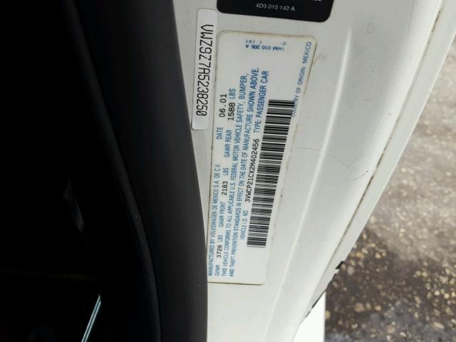 3VWCP21CX2M402456 - 2002 VOLKSWAGEN NEW BEETLE Bej foto 10