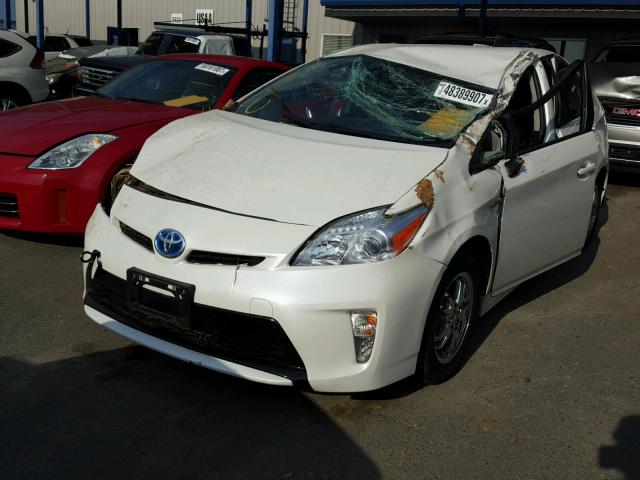 JTDKN3DUXC5408280 - 2012 TOYOTA PRIUS WHITE photo 2