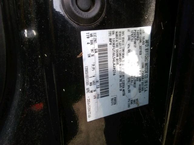 1FMFU16L54LA49216 - 2004 FORD EXPEDITION BLACK photo 10