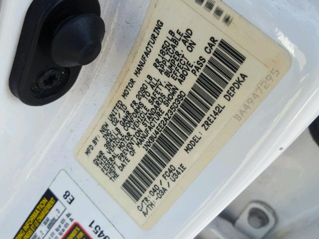 1NXBU4EE2AZ350390 - 2010 TOYOTA COROLLA BA WHITE photo 10