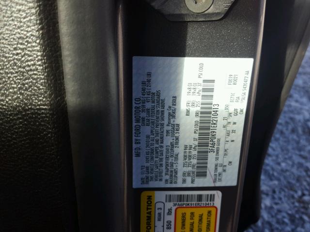 3FA6P0K91ER210413 - 2014 FORD FUSION TIT GRAY photo 10