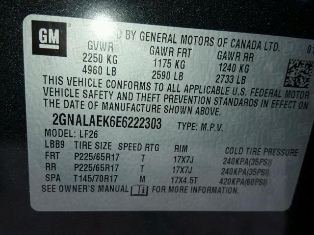 2GNALAEK6E6222303 - 2014 CHEVROLET EQUINOX LS BLACK photo 10