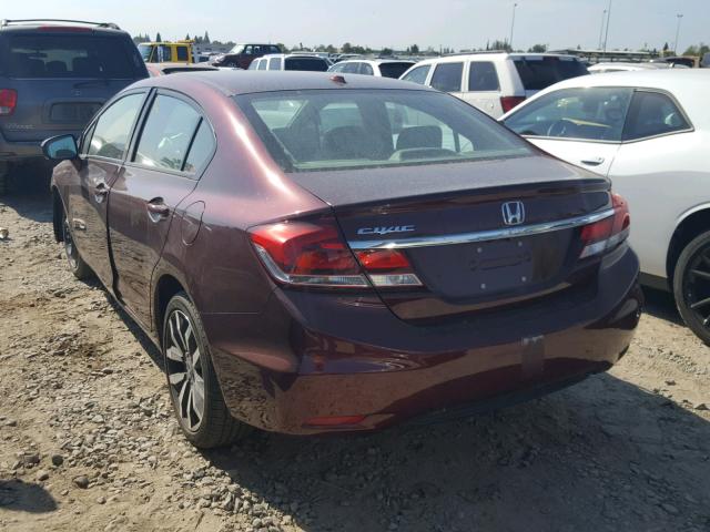 19XFB2F94EE239149 - 2014 HONDA CIVIC EXL BURGUNDY photo 3