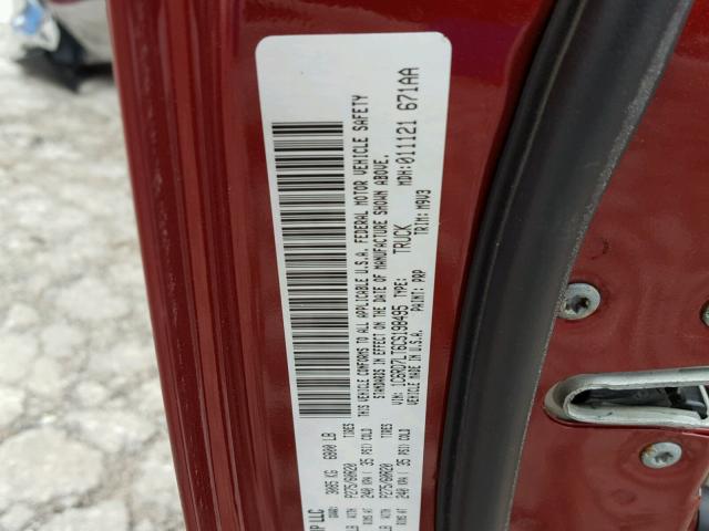 1C6RD7LT6CS198495 - 2012 DODGE RAM 1500 S RED photo 10