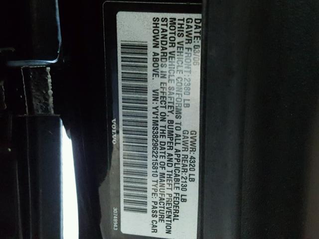 YV1MS382962215810 - 2006 VOLVO S40 2.4I BLACK photo 10