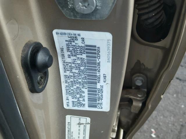 4T1BE30K53U246077 - 2003 TOYOTA CAMRY LE 棕色 照片 10