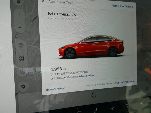 5YJ3E1EA4JF020308 - 2018 TESLA MODEL 3 წითელი ფოტო 8